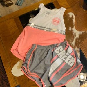 UCA varsity shirt and shorts